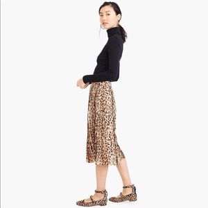 Pleated Leopard Midi Skirt